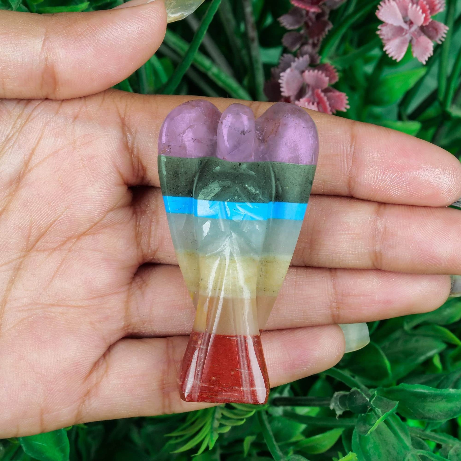Seven Chakra - Chakra Stones - Crystal Angel Statue - Pocket Crystal - 7 Chakra Crystals - Collectible Figurine Statues - Positive Energy Gifts for Women - zenfulharmony.com