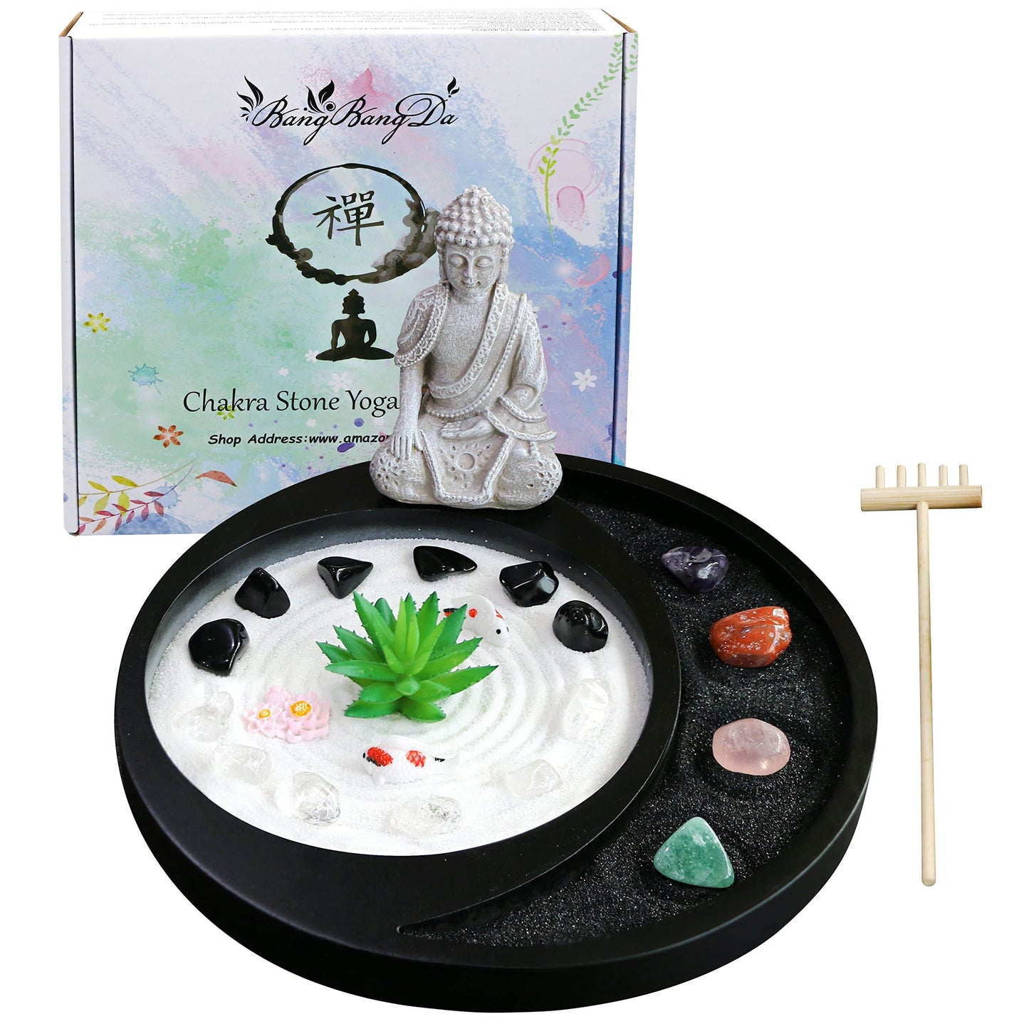 BangBangDa Meditation Buddha Zen Garden - Japanese Zen Garden Kit for Desk Tabletop Rock Sand Zen Garden Shine Altar Zen Decor for Man Woman Father Mother - zenfulharmony.com