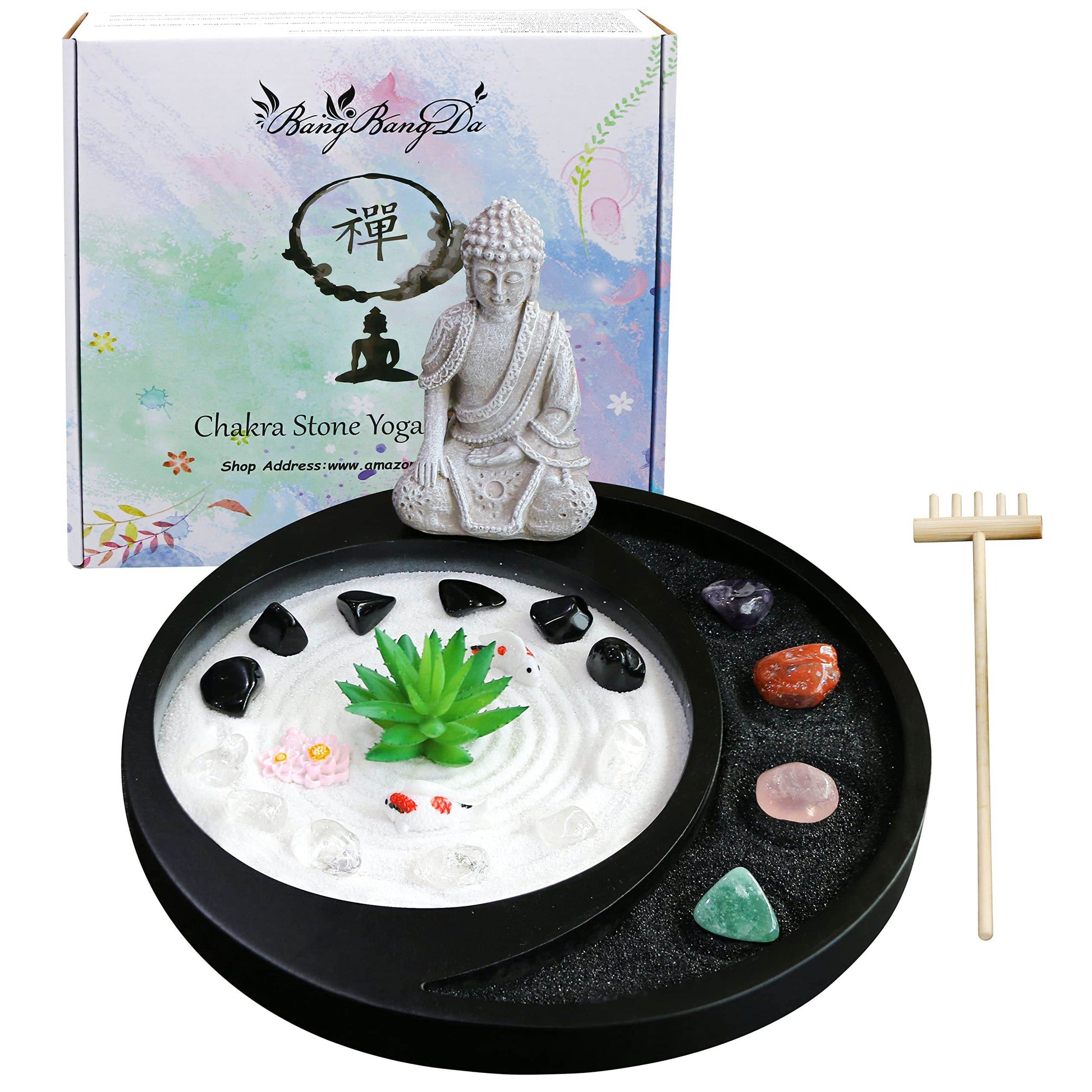 BangBangDa Meditation Buddha Zen Garden - Japanese Zen Garden Kit for Desk Tabletop Rock Sand Zen Garden Shine Altar Zen Decor for Man Woman Father Mother - zenfulharmony.com