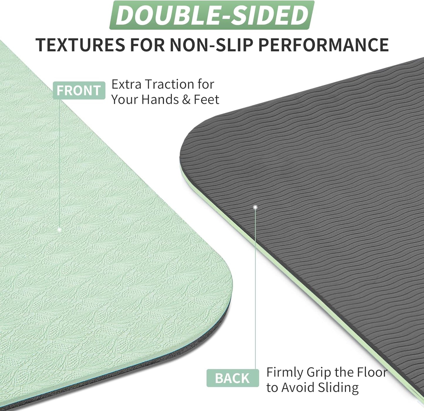 CAMBIVO Yoga Mat for Women Men Kids, 1/3 & 1/4 & 2/5 Inch Extra Thick Yoga Mat Non Slip, 72" x 24" TPE Yoga Mats, Workout Mat with Carrying Strap for Yoga, Pilates and Floor Exercises - zenfulharmony.com