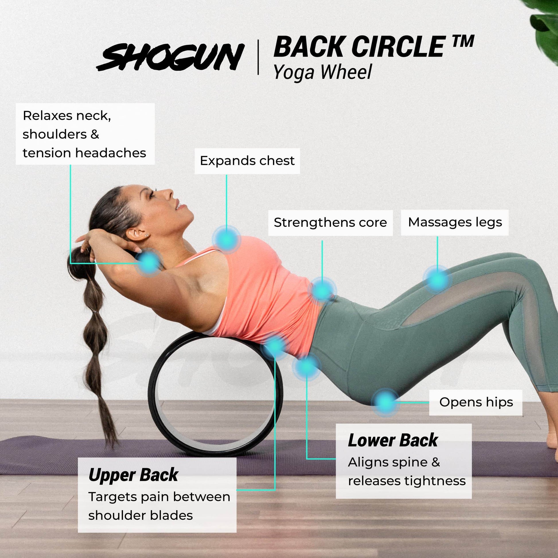 Shogun Yoga Wheel Roller for Back Pain Relief - Back Roller Wheel Stretching Device for Back Pain Relief - Back Cracking Wheel Perfect for Spine Stretching, Improved Flexibility & Mobility - zenfulharmony.com
