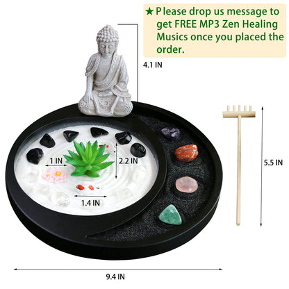 BangBangDa Meditation Buddha Zen Garden - Japanese Zen Garden Kit for Desk Tabletop Rock Sand Zen Garden Shine Altar Zen Decor for Man Woman Father Mother - zenfulharmony.com
