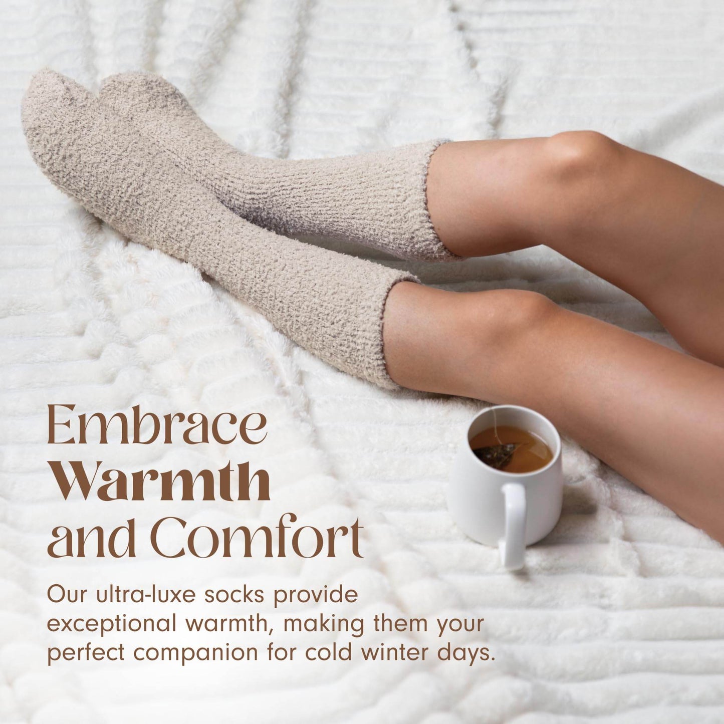 Cozy Sock For Women | Fuzzy Ultra-Luxe Cloud Sock Gifts For Women & Men | Warm & Cozy Fuzzy Unisex Sleep Socks | Super Soft Luxurious Fabric With Bonus Travel Tote, (Stone, 1 Pair) - zenfulharmony.com