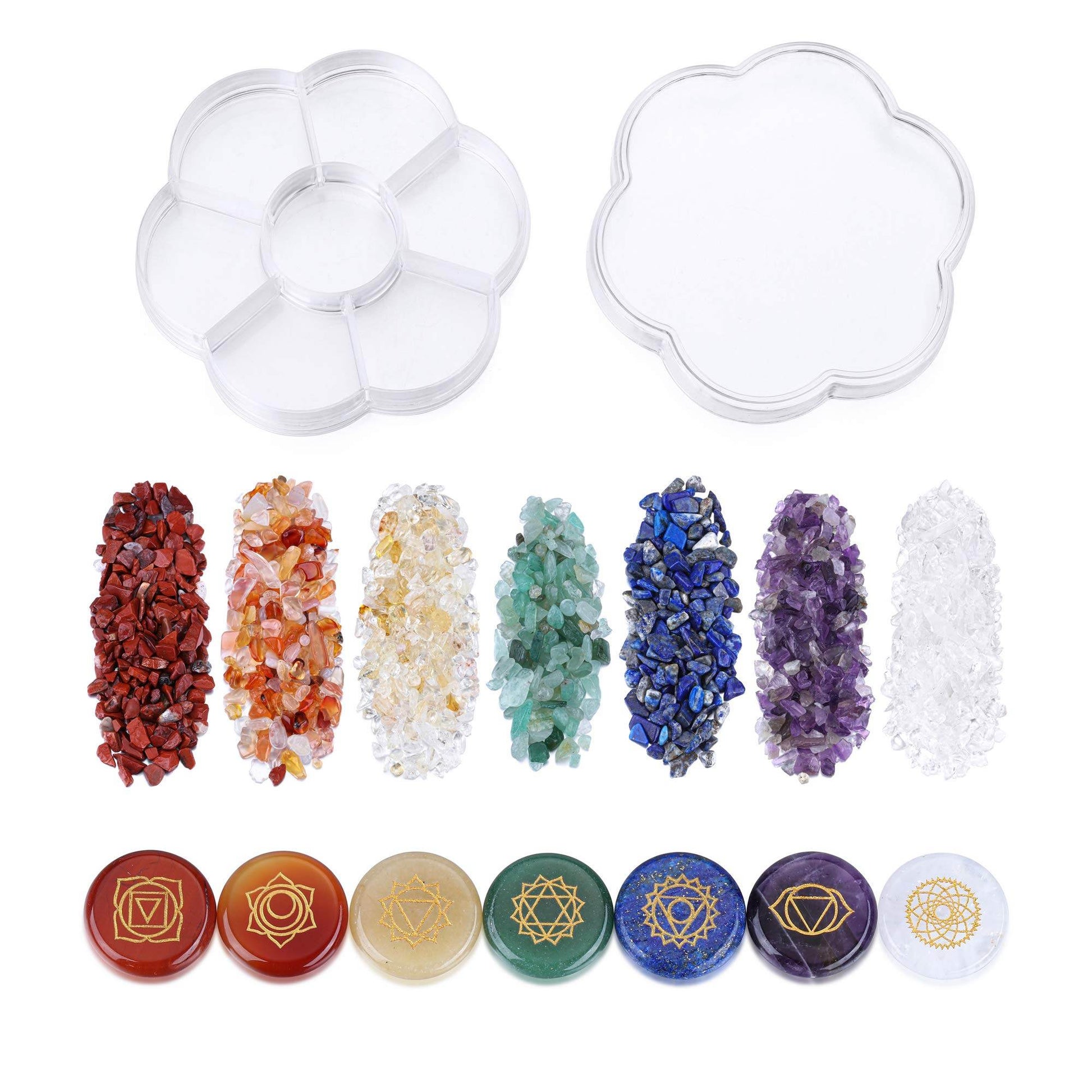 CrystalTears 7 Chakra Crystal Stones Natural Reiki Healing Crystals Gemstones with Engraved Chakra Symbol Tumbled Polished Chakra Stone Kit for Meditation Crystal Therapy Gift for Christmas - zenfulharmony.com
