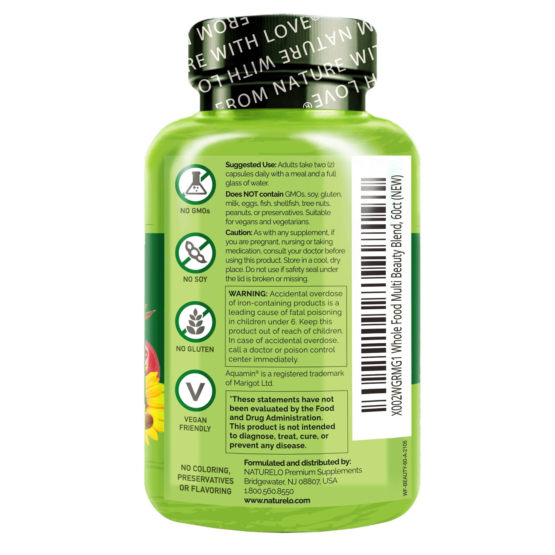 NATURELO Whole Food Beauty Multivitamin, 60 Count Collagen Peptide Powder, 45 Servings - zenfulharmony.com