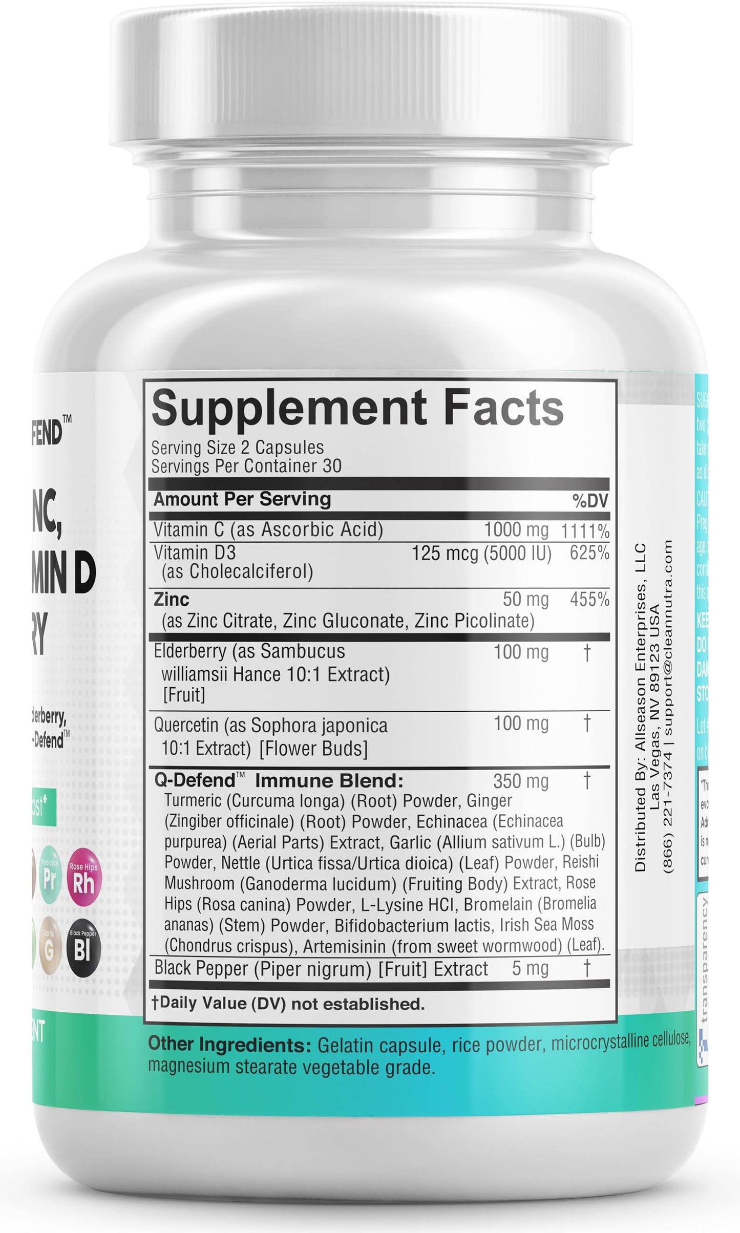 Clean Nutraceuticals Quercetin 1000mg Zinc 50mg Vitamin C 1000mg Vitamin D 5000 IU Bromelain Elderberry - Lung Immune Support Supplement Adults with Artemisinin, Sea Moss, Echinacea, Allergy Relief - zenfulharmony.com