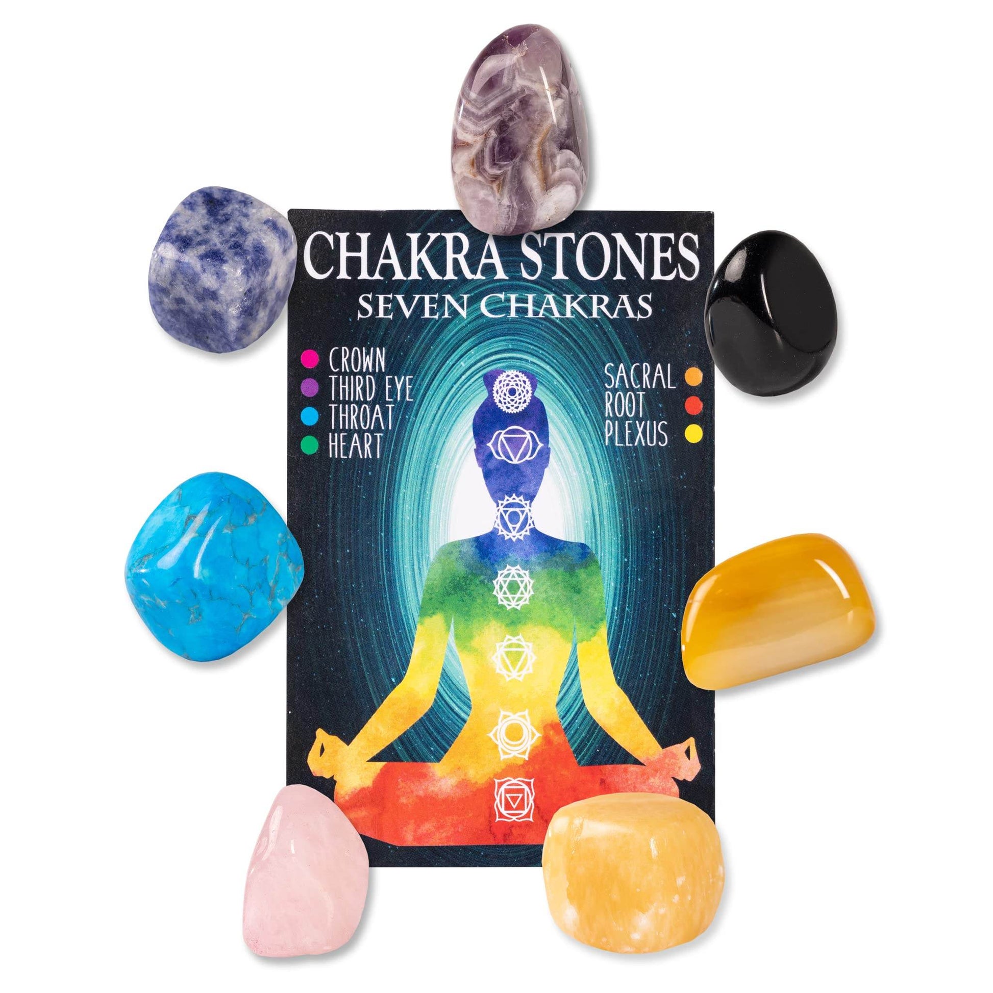 Chakra Stones Healing Crystals Set - Meditation Gifts for Energy Balance & Spiritual Growth - 7 Stones, Including Obsidian, Rose Quartz, Amethyst, & More by Kalan - zenfulharmony.com