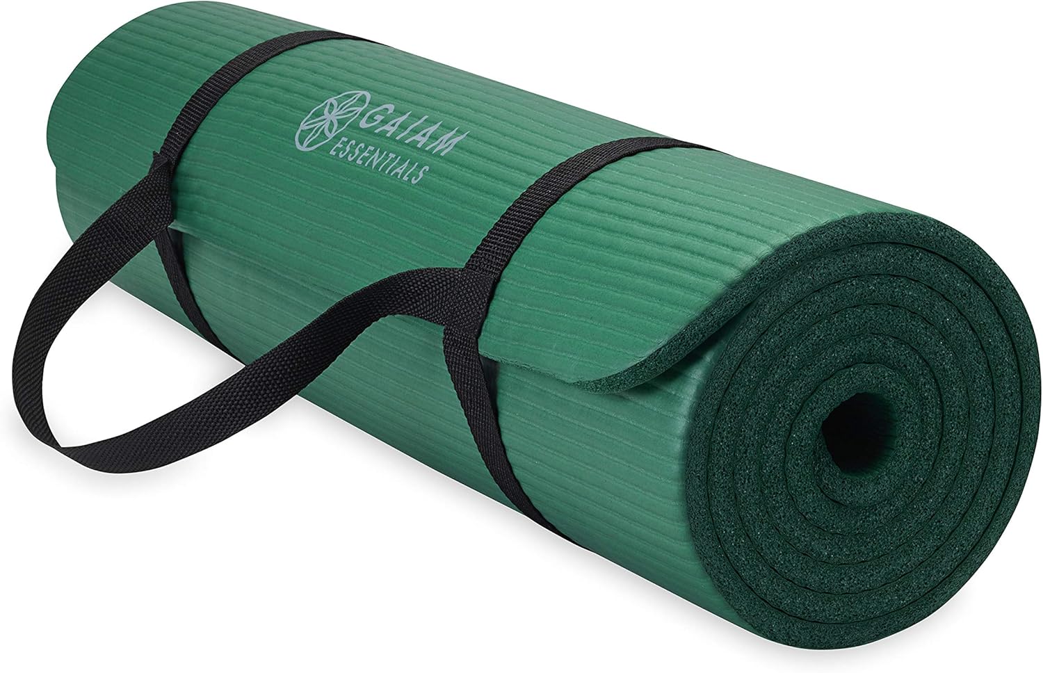 Gaiam Essentials Thick Yoga Mat Fitness & Exercise Mat with Easy-Cinch Yoga Mat Carrier Strap, 72"L x 24"W x 2/5 Inch Thick - zenfulharmony.com