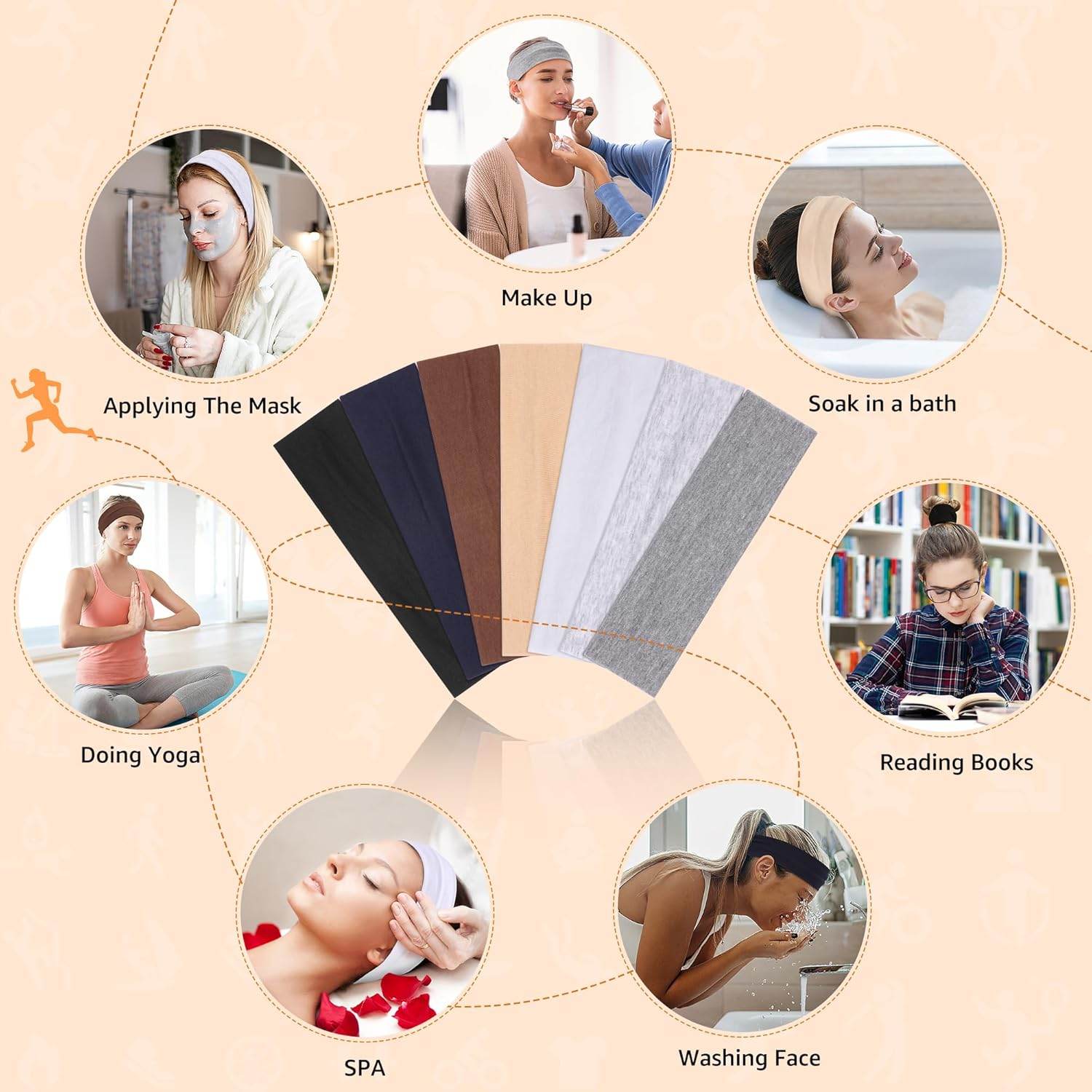Headbands for Women Non Slip - 7PCS Fashion Sports Hair Bands for Women's Hair, Soft Cotton Cloth Stretchy Headbands for Women for Workout Yoga Running - zenfulharmony.com