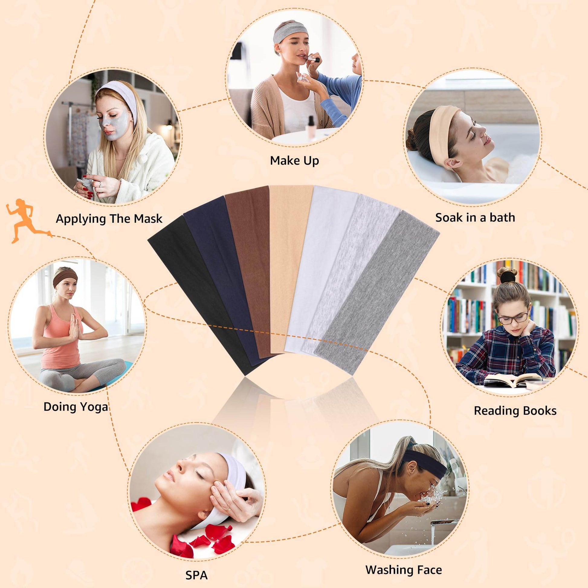 DiyJibb Headbands for Women Non Slip - 7PCS Fashion Sports Hair Bands for Women's Hair, Soft Cotton Cloth Stretchy Headbands for Women for Workout Yoga Running - zenfulharmony.com