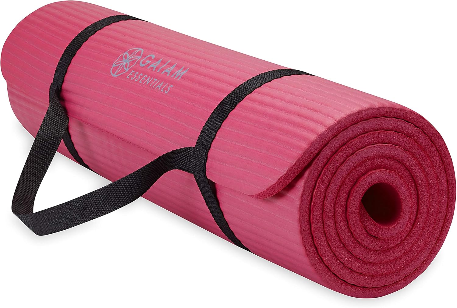 Gaiam Essentials Thick Yoga Mat Fitness & Exercise Mat with Easy-Cinch Yoga Mat Carrier Strap, 72"L x 24"W x 2/5 Inch Thick - zenfulharmony.com