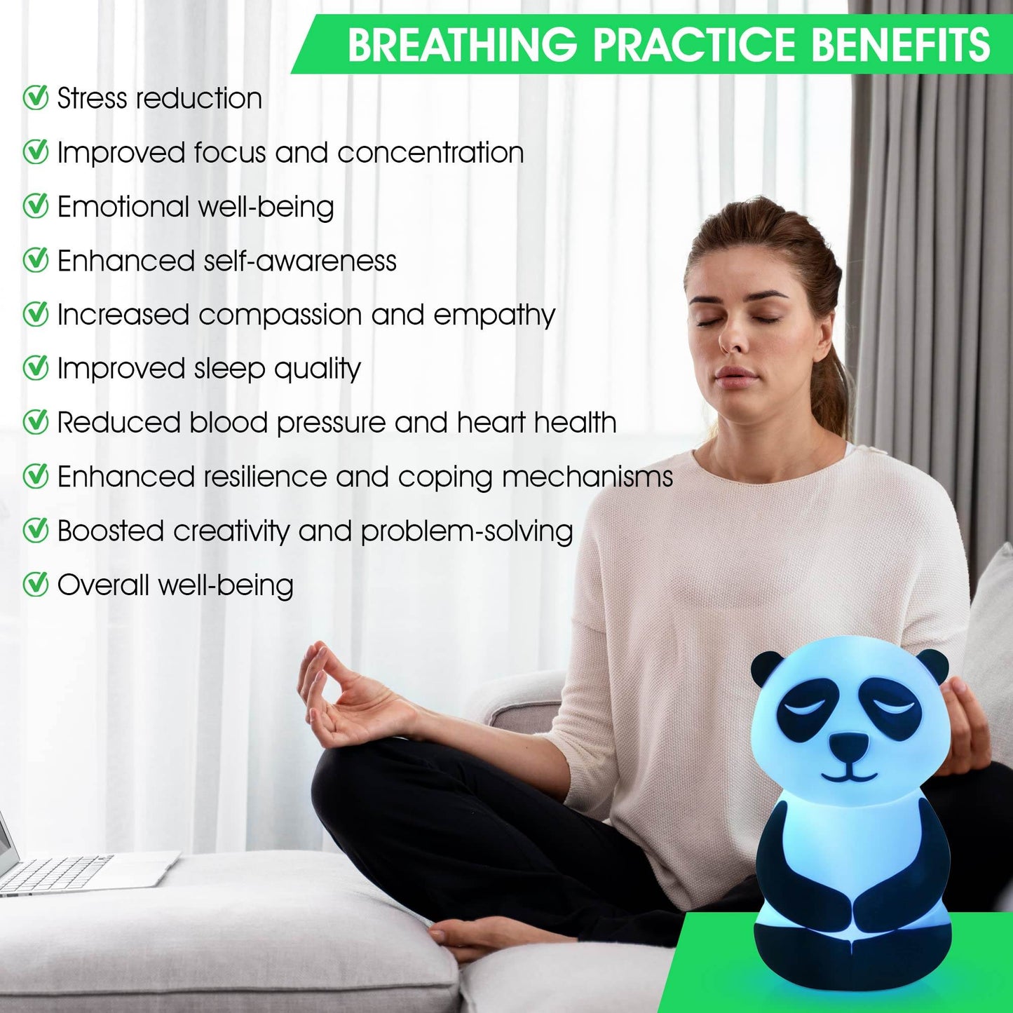 Calm Collective Peaceful Panda Breathing Trainer Light for Calming Stress, Anxiety Relief Items for ADHD, Mindfulness Meditation Tools for Depression, Great Self Care and Mental Health Gifts - zenfulharmony.com