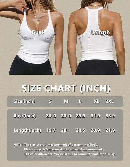 iGENJUN Workout Tops for Women Racerback Tank Tops Yoga Gym Ribbed Sleeveless Shirts Clothes,M,White - zenfulharmony.com