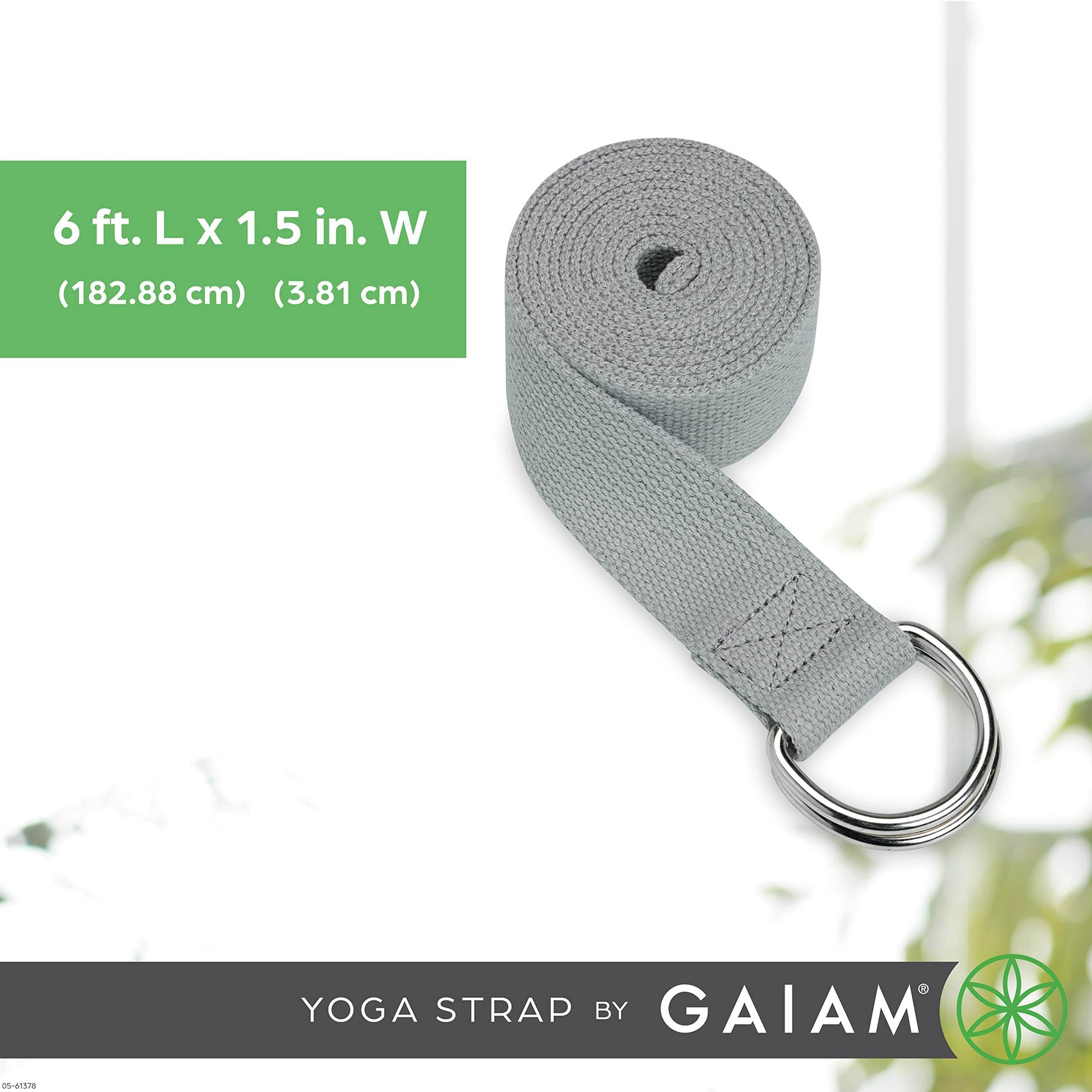 Gaiam Yoga Strap 8ft Stretch Band with Adjustable Metal D-Ring Buckle Loop - Exercise & Fitness Stretching for Yoga, Pilates, Physical Therapy, Dance, Gym Workouts (Black) - zenfulharmony.com