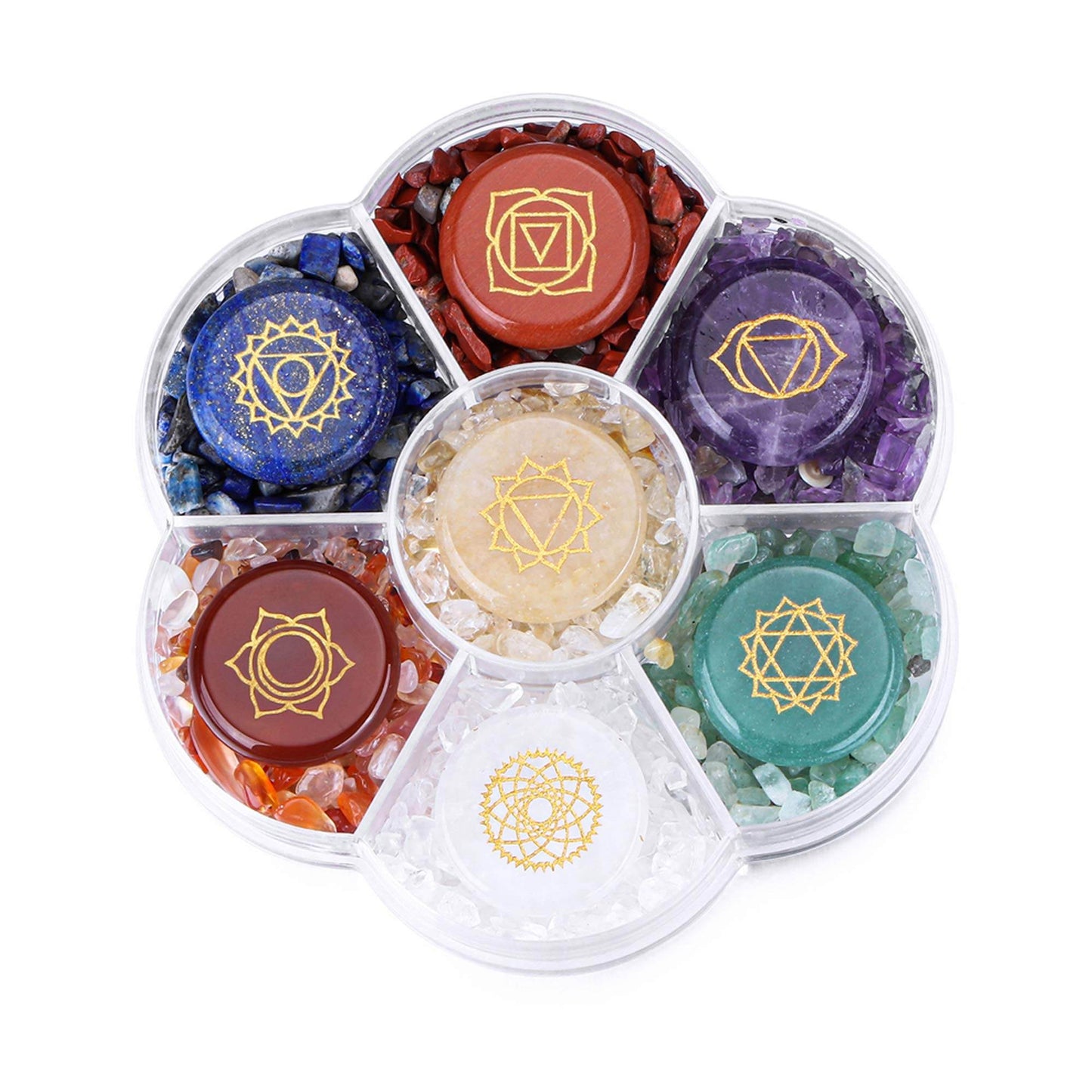 CrystalTears 7 Chakra Crystal Stones Natural Reiki Healing Crystals Gemstones with Engraved Chakra Symbol Tumbled Polished Chakra Stone Kit for Meditation Crystal Therapy Gift for Christmas - zenfulharmony.com