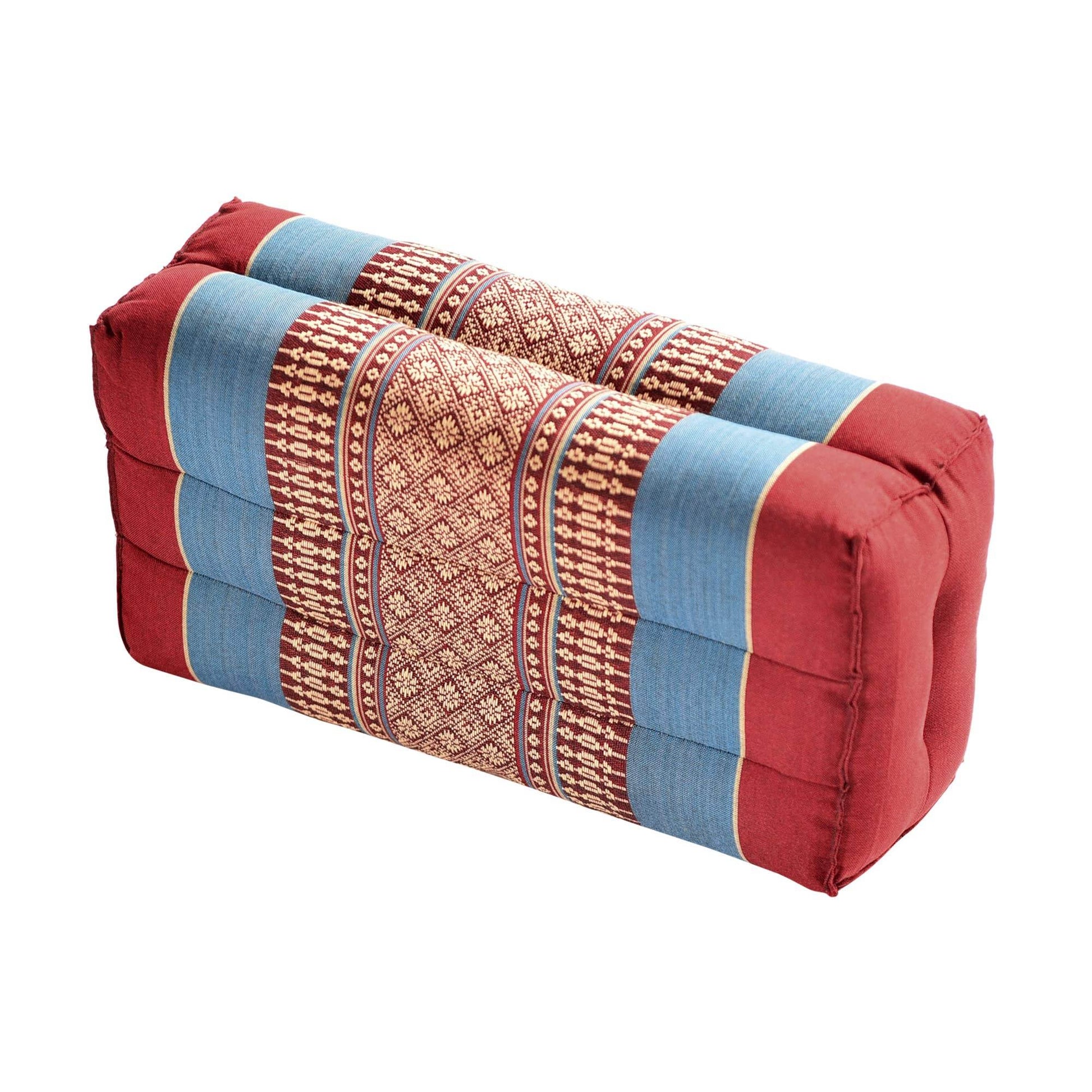 Zafuko Yoga & Meditation Cushion - Burgundy/Blue - Organic Water-Resistant Kapok Filling, Meditation Cushion, Soft Yoga Prop - zenfulharmony.com