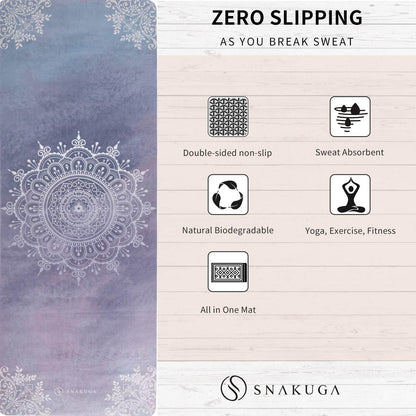 Travel Yoga Mat, Non Slip Exercise Suede Mat with Carry Bag, All-Purpose Fitness Mat with High Density Anti-Tear Surface for Women, Ideal for Pilates Workout (72'' x 26'' x 1.5mm Thick) - zenfulharmony.com