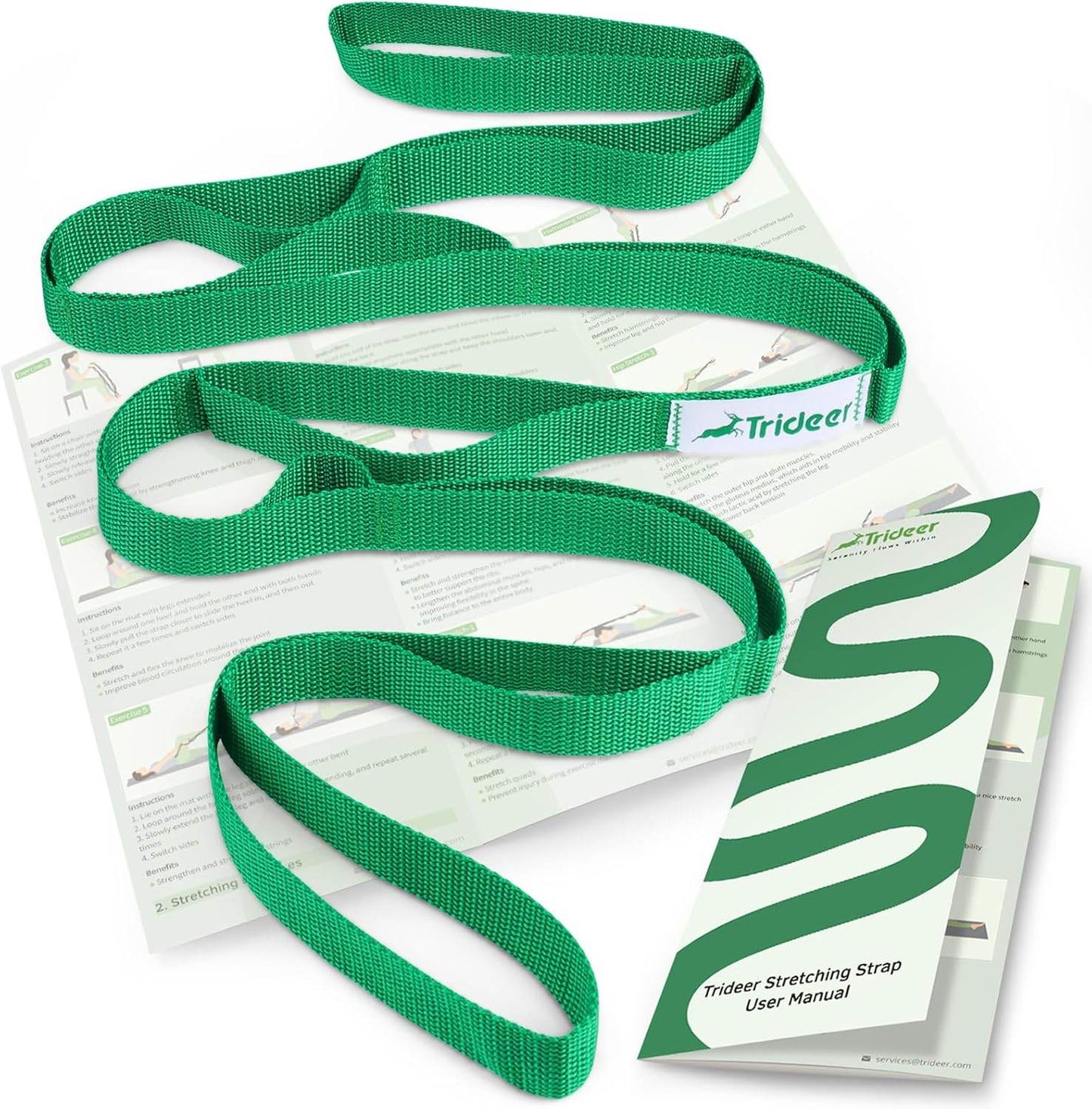 Trideer Stretching Strap Yoga Strap for Physical Therapy, 10 Loops Yoga Straps for Stretching, Non-Elastic Stretch Strap for Pilates, Exercise, Stretch Band for Women & Men with Exercise Book - zenfulharmony.com