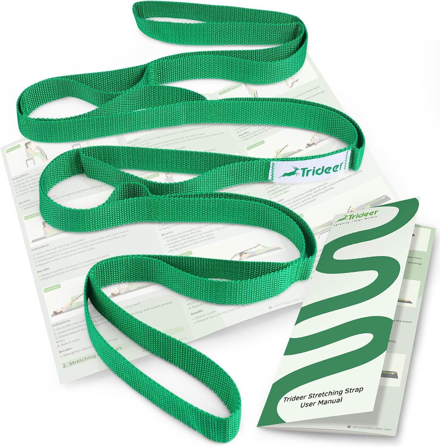Trideer Stretching Strap Yoga Strap for Physical Therapy, 10 Loops Yoga Straps for Stretching, Non-Elastic Stretch Strap for Pilates, Exercise, Stretch Band for Women & Men with Exercise Book - zenfulharmony.com