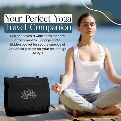 Hygge Beaute Black Yoga Bag for Women with Yoga Mat Carrier Bag for Small Sized Mats (17"x13.75"x5")-Canvas Shoulder Handbag Nurse Women Tote Bag for Workout, Travel, Beach, Yoga and Gym - zenfulharmony.com