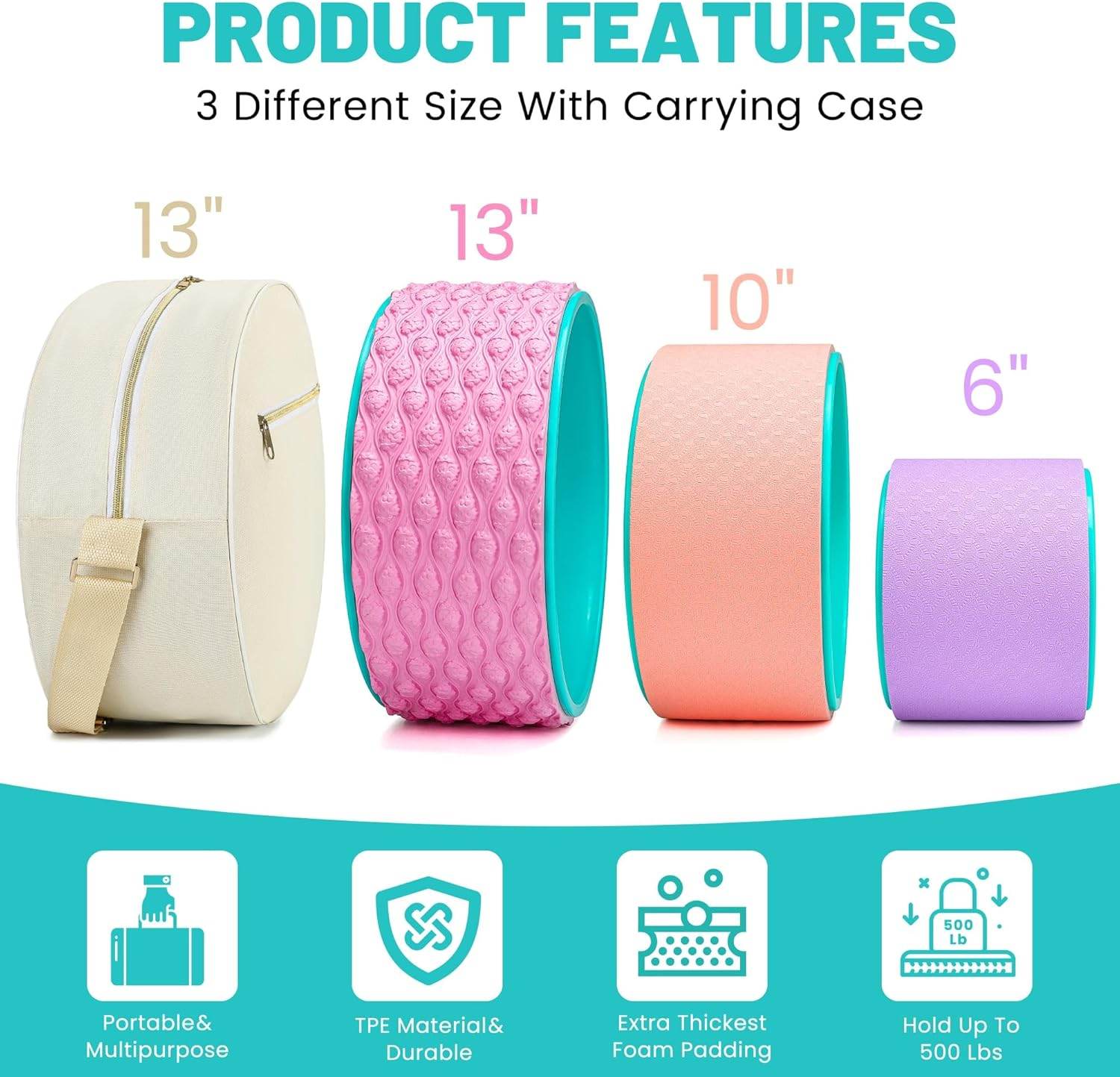 Back Roller Set, Back Roller Foam for Back Pain, Back Wheel for Deep Tissue Massage, Yoga Wheel for Back Pain & Stretching, Back Cracker - zenfulharmony.com