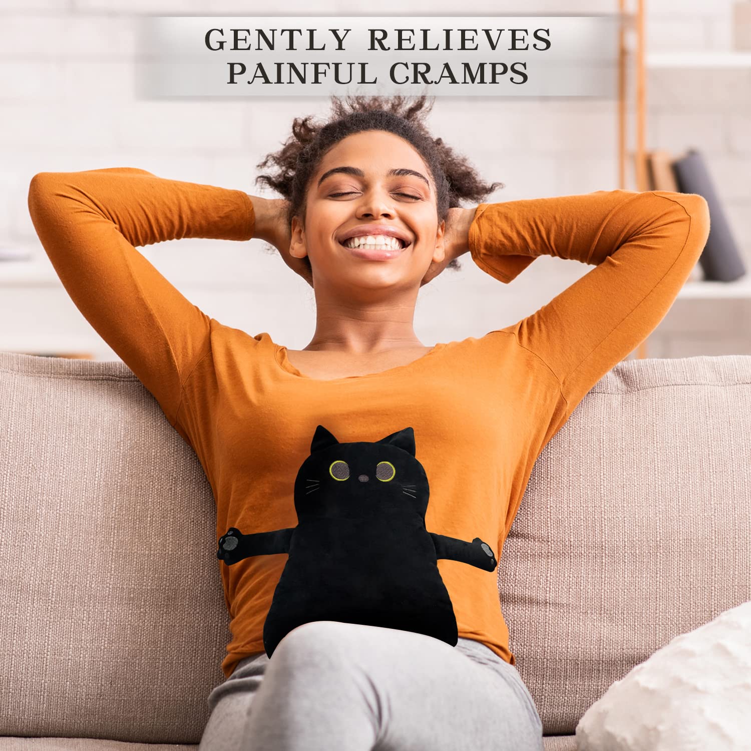 Microwave Heating Pad for Pain Relief, 17" x 9" Microwavable Heating Pads for Cramps, Back Pain, Neck Shoulder, Muscles, Knee, Joints, Natural Heat Pack Moist Heat, Black Cat - zenfulharmony.com