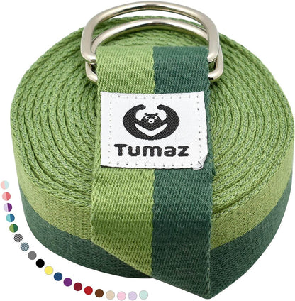 Tumaz Yoga Strap/Stretch Bands [15+ Colors, 6/8/10 Feet Options] with Extra Safe Adjustable D-Ring Buckle, Durable and Comfy Delicate Texture - Best for Daily Stretching, Physical Therapy, Fitness - zenfulharmony.com