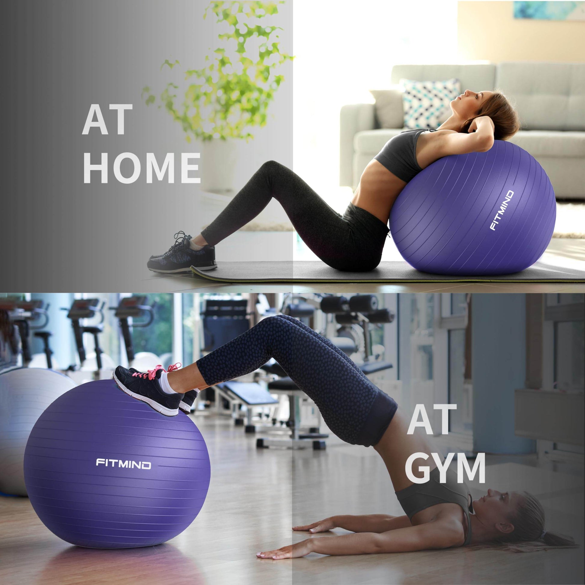 FITMIND Extra Thick Exercise Ball 75cm Yoga Ball for Workout Pregnancy Stability,Anti-Burst and Slip Resistant Swiss Ball with Pump for Yoga, Pilates, Fitness,Birthing,Physical Therapy (Purple 5265C) - zenfulharmony.com