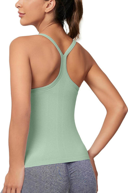 MathCat Workout Tank Tops for Women with Built in Bra, Sleeveless Gym Tops Seamless Racerback Athletic Yoga Shirts - zenfulharmony.com