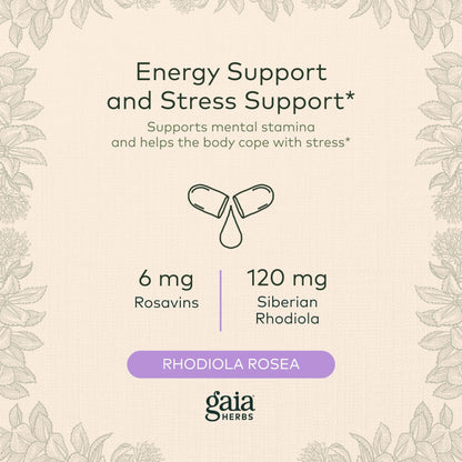 Gaia Herbs Rhodiola Rosea - Stress Support Supplement Traditionally for Supporting Healthy Stamina and Endurance - with Siberian Rhodiola Root Extract - 60 Vegan Liquid Phyto-Capsules (30-Day Supply) - zenfulharmony.com