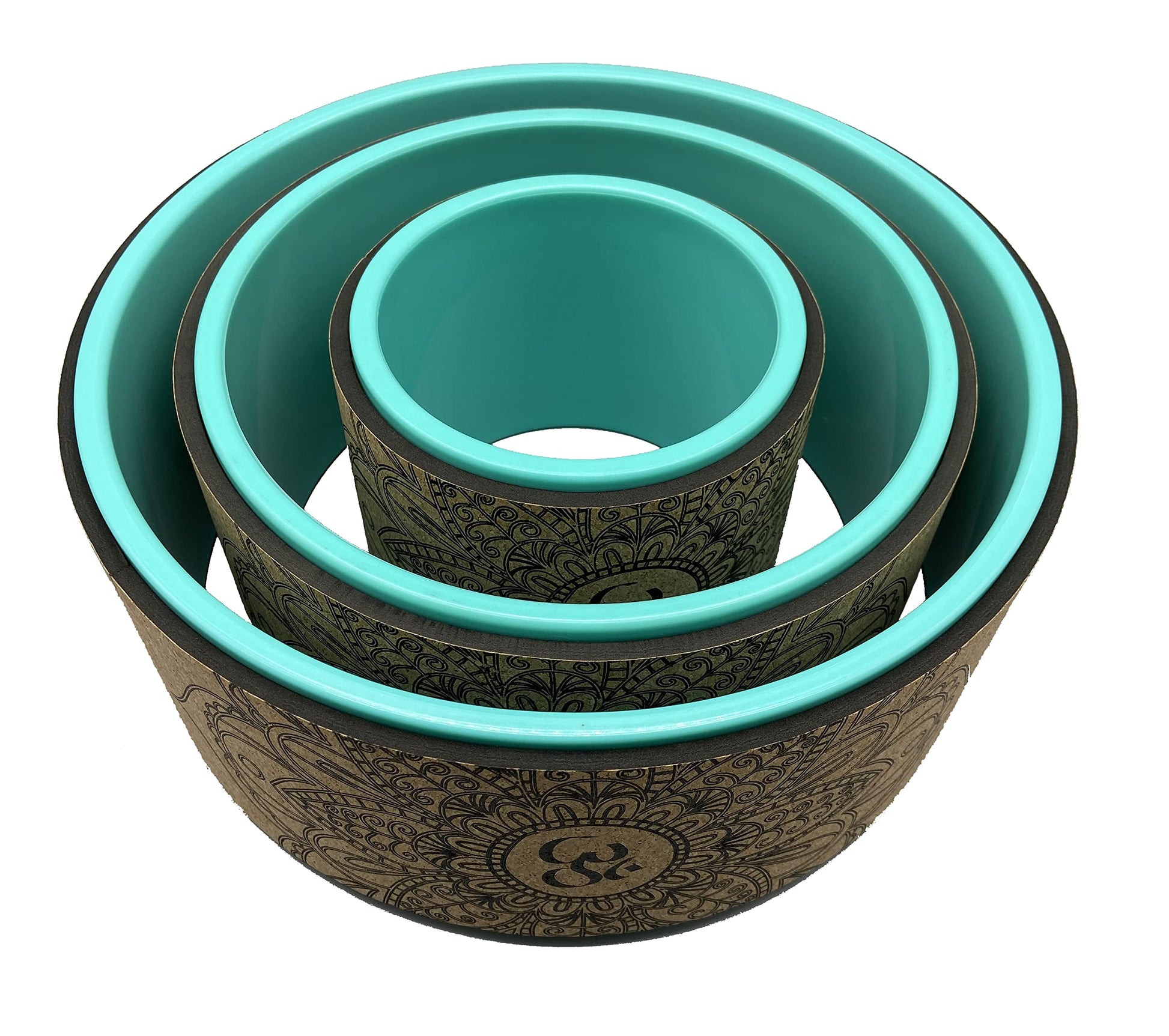 Aozora Yoga Wheel 13" with Most Detailed Book Step by Step Guide on How to Do 30+ Poses,! Perfect for Stretching and Improving Backbends (3 Pack - 6, 10 & 13" -Cork/Turquoise +strap) - zenfulharmony.com