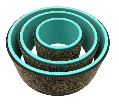 Aozora Yoga Wheel 13" with Most Detailed Book Step by Step Guide on How to Do 30+ Poses,! Perfect for Stretching and Improving Backbends (3 Pack - 6, 10 & 13" -Cork/Turquoise +strap) - zenfulharmony.com