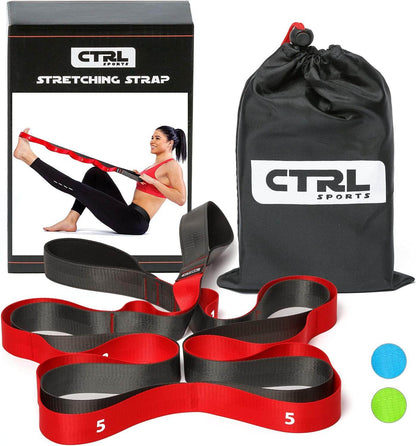 Stretching Strap with Loops - Non Elastic Stretch Band for Physical Therapy, Yoga Strap for Stretching Equipment, Stretch Bands for Exercise and Flexibility - Fascia, Hamstring & Leg Stretcher Belt - zenfulharmony.com