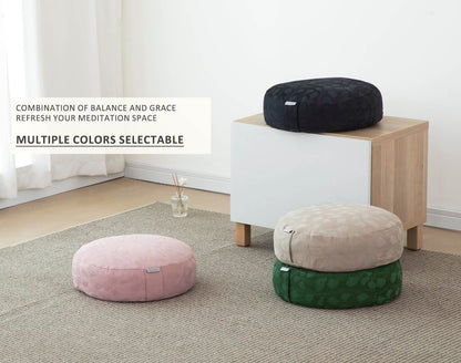 Halotribe Meditation Cushion, Comfortable Meditation Pillow with Peacock Feather Jacquard Cover. Buckwheat Hull Filled Zafu Floor Pillow 16 * 16 * 5 in - zenfulharmony.com