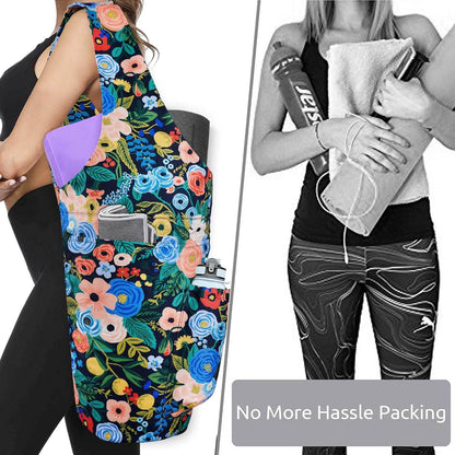 Yoga Mat Bag - Large Opening Long Tote Yoga Mat Carrier Holder Bag with Waterproof Wet Zipper Pocket and Drawstring Water Bottle Pocket - Yoga Bag Fit Most Size Mats - zenfulharmony.com