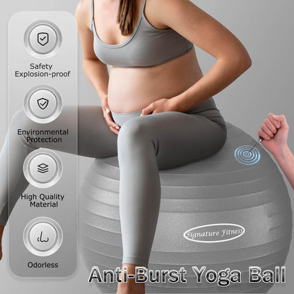 Fitvids Balance Ball with Base Kit, 65cm 26-inch Yoga Ball Chair, Exercise Ball with Inflatable Ring Base for Home or Office Desk, Includes Air Pump, Gray - zenfulharmony.com