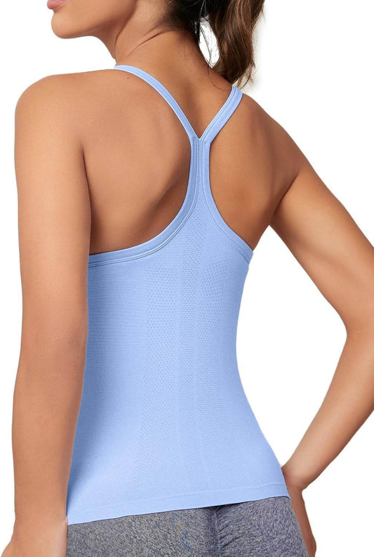 MathCat Workout Tank Tops for Women with Built in Bra, Sleeveless Gym Tops Seamless Racerback Athletic Yoga Shirts - zenfulharmony.com