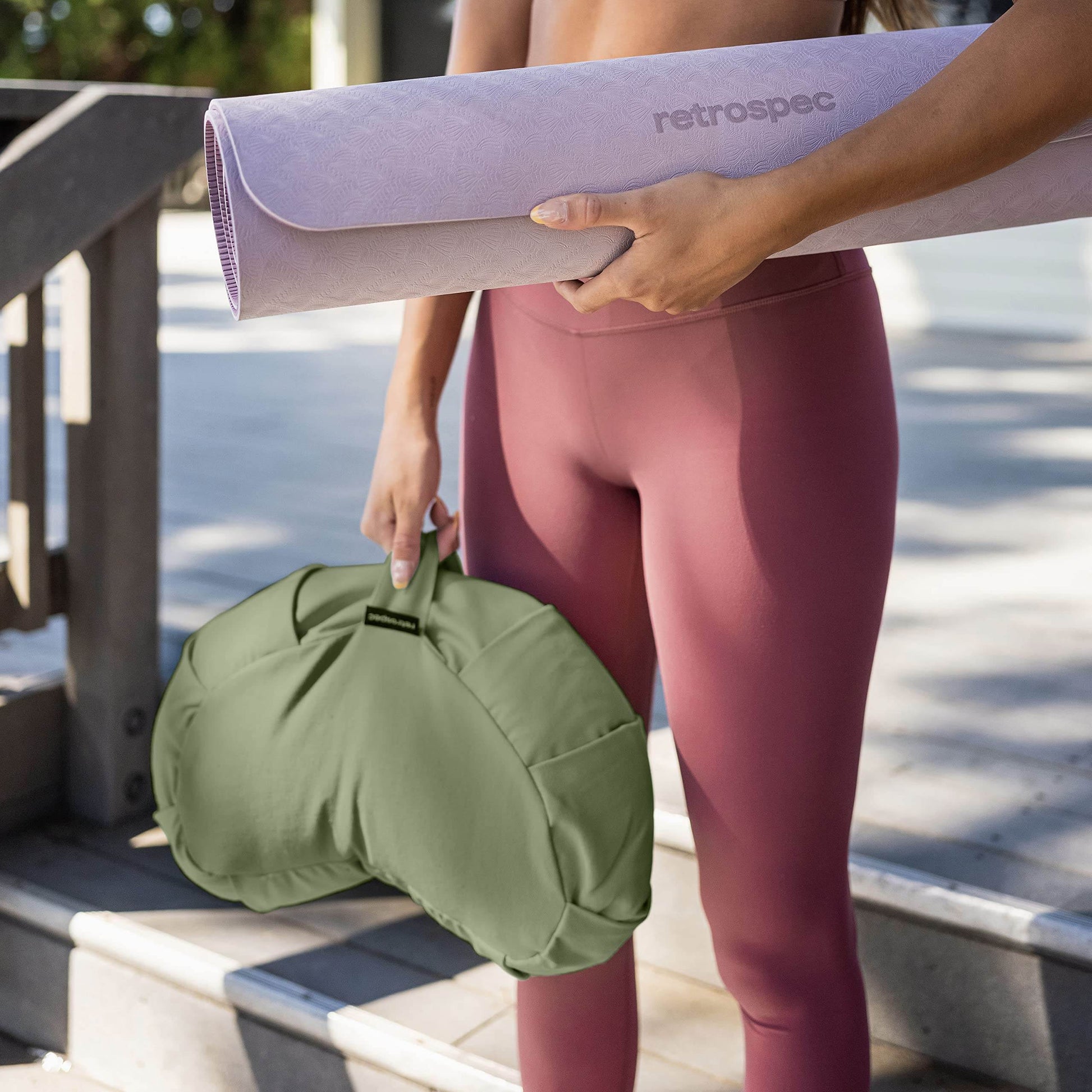 Retrospec Sedona Zafu Meditation Cushion Filled w/Buckwheat Hulls - Yoga Pillow for Meditation Practices - Machine Washable 100% Cotton Cover & Durable Carry Handle; Crescent, Basil - zenfulharmony.com