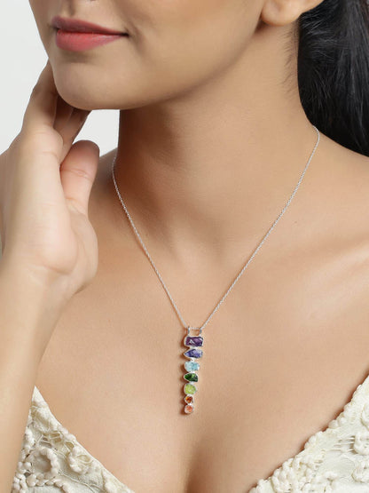 YoTreasure Chakra Healing Gemstone Solid 925 Sterling Silver Chain Pendant Necklace Jewelry - zenfulharmony.com