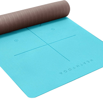 Heathyoga Eco Friendly Non Slip Yoga Mat, Body Alignment System, SGS Certified TPE Material - Textured Non Slip Surface and Optimal Cushioning,72"x 26" Thickness 1/4" - zenfulharmony.com