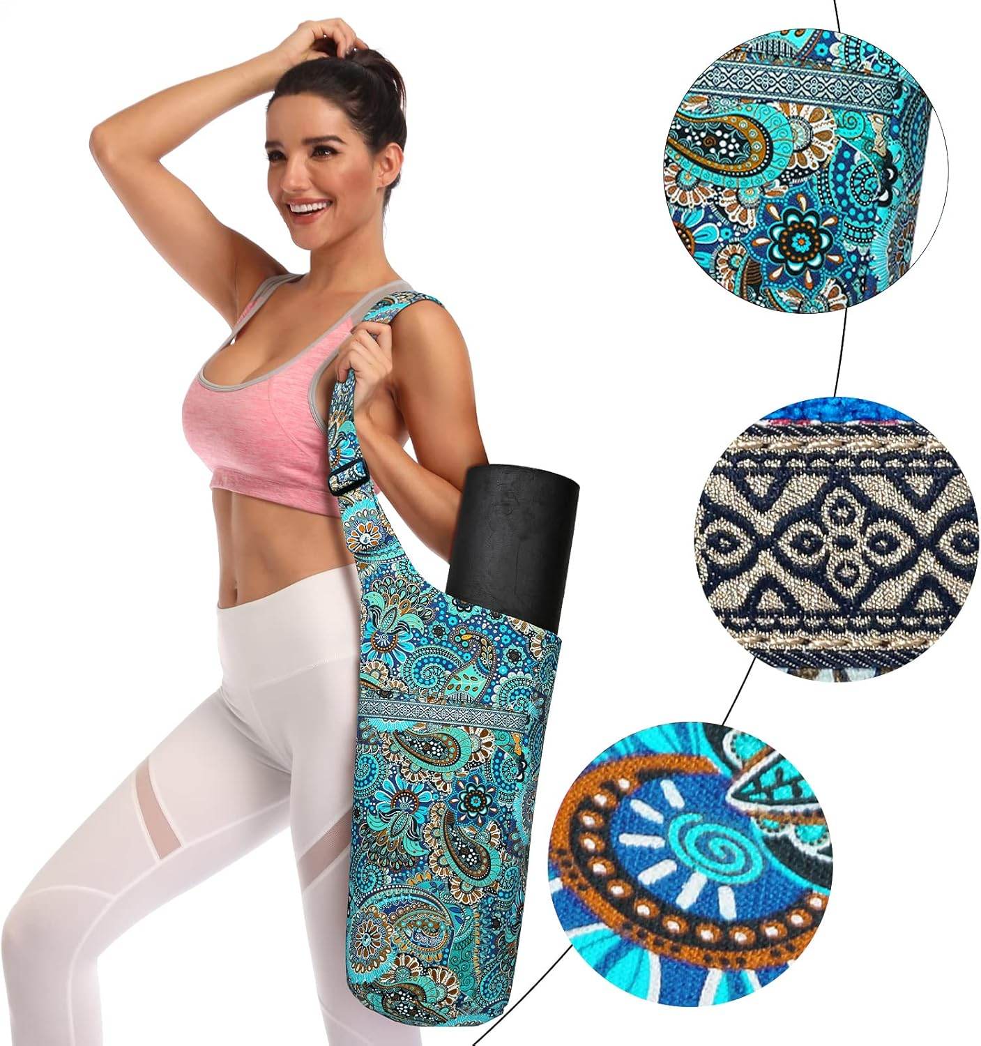 IwIeIaIrI Yoga Mat Bag with Large Size Pocket and Zipper Pocket，Yoga Bag Adjustable Shoulder Strap- Holds More Yoga Accessories - zenfulharmony.com