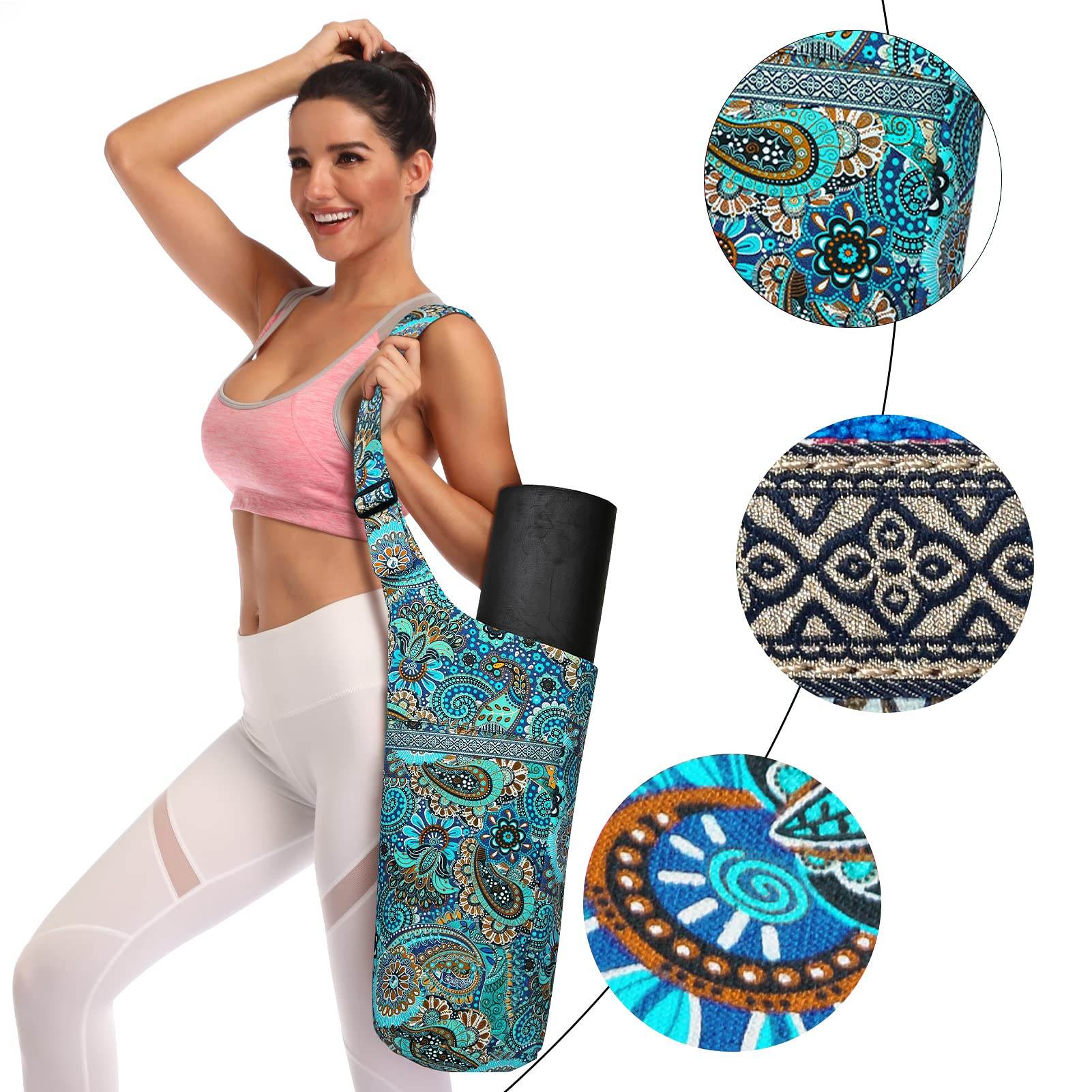 IwIeIaIrI Yoga Mat Bag with Large Size Pocket and Zipper Pocket，Yoga Bag Adjustable Shoulder Strap- Holds More Yoga Accessories - zenfulharmony.com