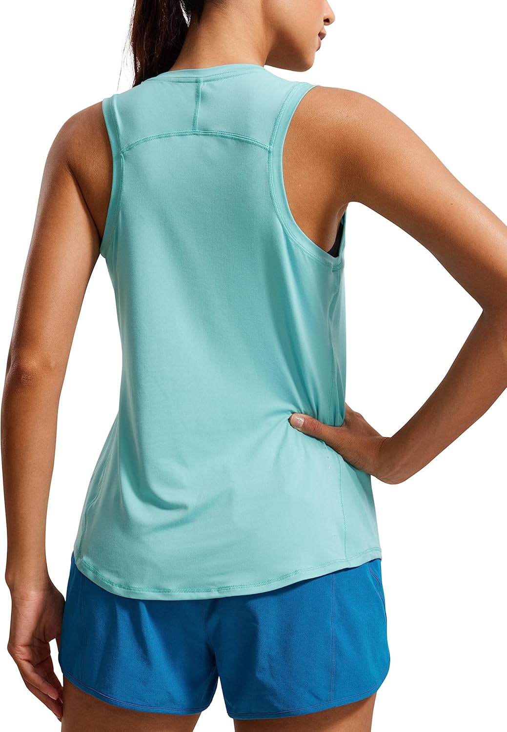 CRZ YOGA Lightweight Racerback Tank Tops for Women High Neck Workout Athletic Running Sleeveless Shirts - zenfulharmony.com