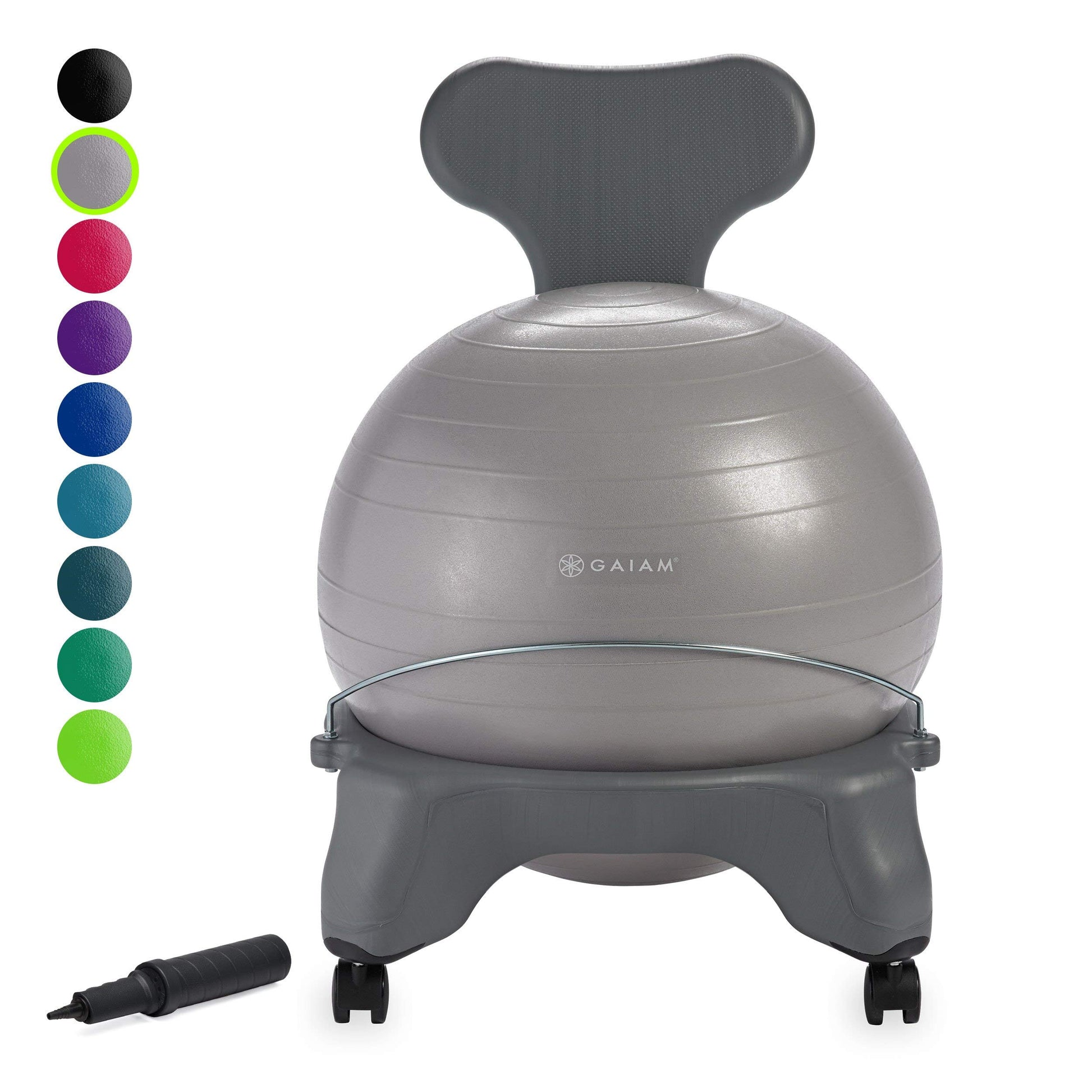 Gaiam Classic Balance Ball Chair – Exercise Stability Yoga Ball Premium Ergonomic Chair for Home and Office, Cool Grey, 24-25" Sitting Height - zenfulharmony.com