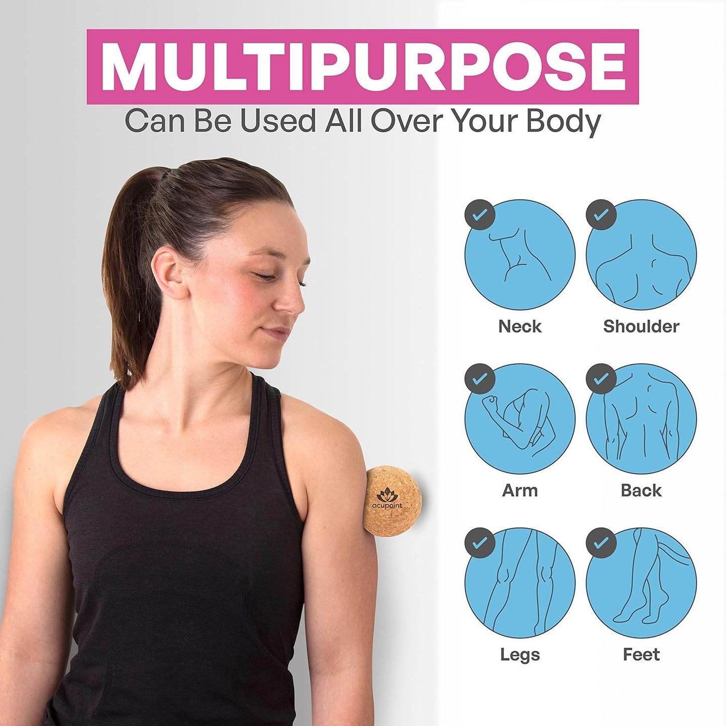 Physical Massage Therapy Lacrosse Ball Set Ideal for Yoga Deep Tissue Massage Trigger Point Therapy and Myofascial Release Physical Therapy Equipment Back Foot Plantar Fasciitis (Cork) - zenfulharmony.com