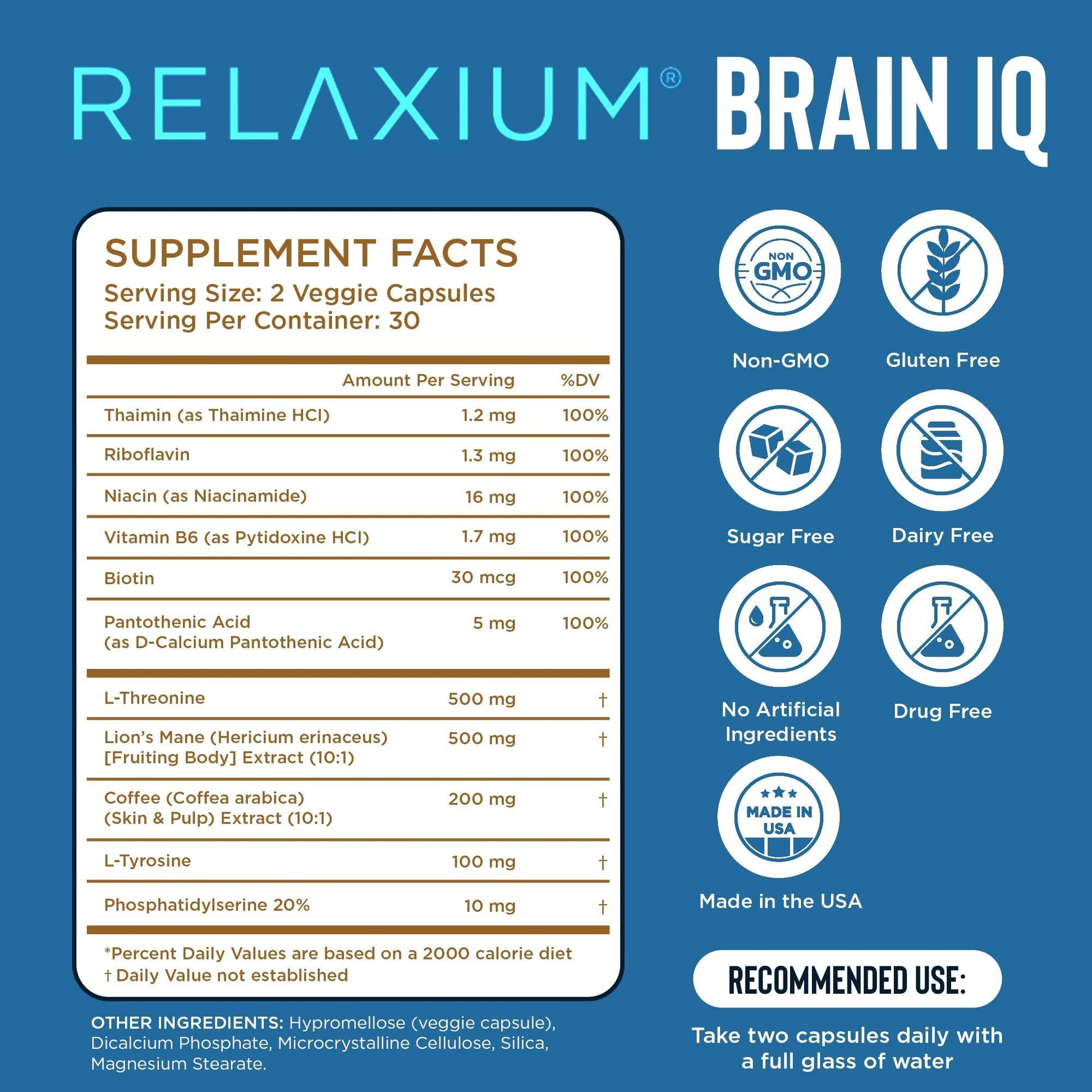 BrainIQ Nootropic Brain Supplements for Memory and Focus | Memory Supplement for Brain Health | Cognitive Supplement & Memory Pill with Lion's Mane, L-threonine & Coffee Extract | Vegan, 60 Capsules - zenfulharmony.com