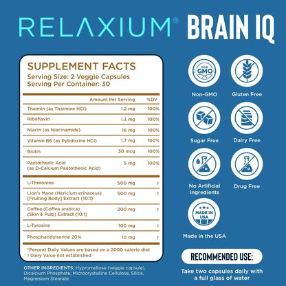 BrainIQ Nootropic Brain Supplements for Memory and Focus | Memory Supplement for Brain Health | Cognitive Supplement & Memory Pill with Lion's Mane, L-threonine & Coffee Extract | Vegan, 60 Capsules - zenfulharmony.com