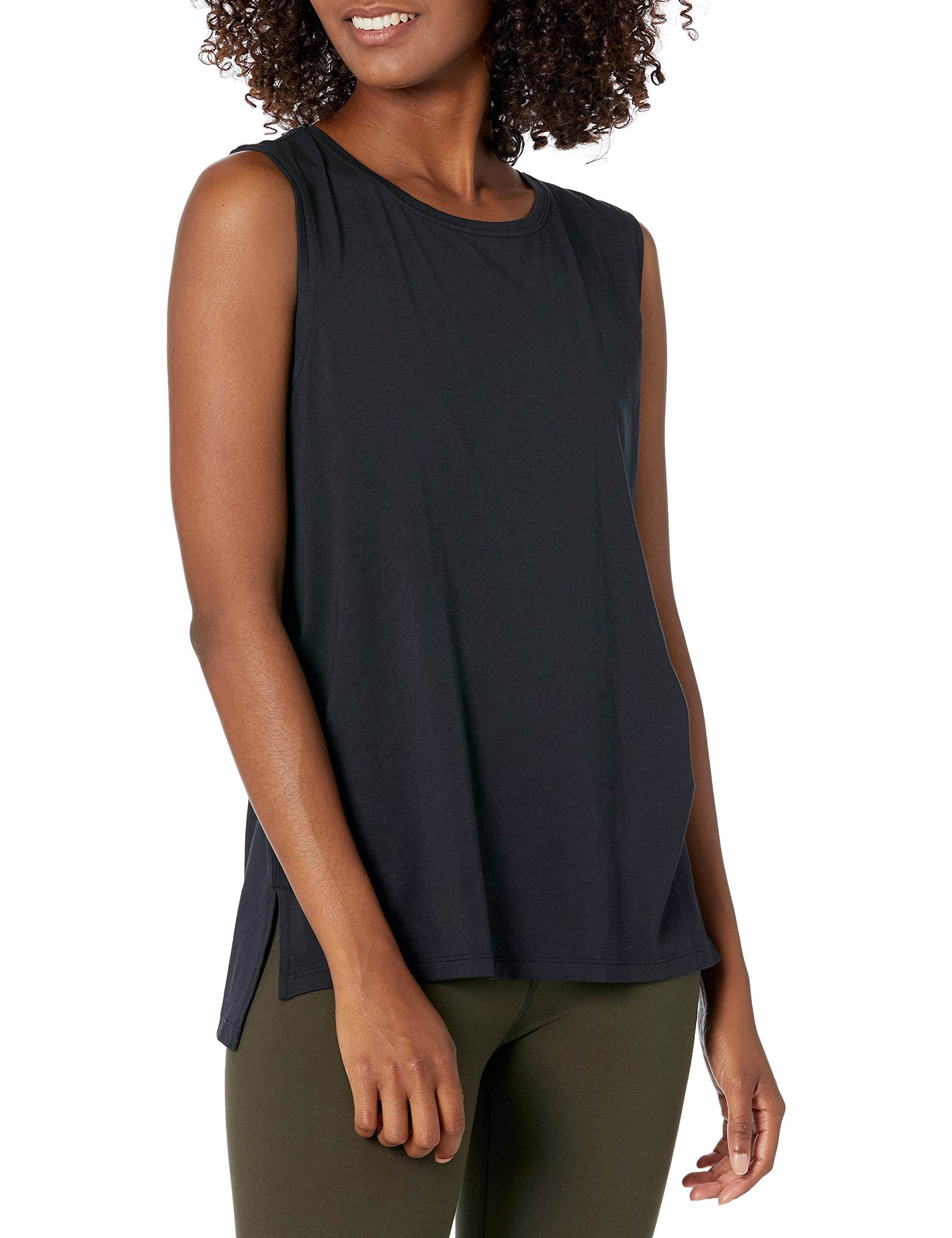 Amazon Essentials Women's Soft Cotton Relaxed-Fit Yoga Tank (Available in Plus Size) (Previously Core 10), Black, X-Large - zenfulharmony.com