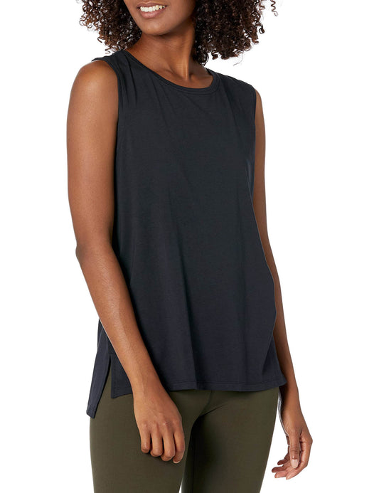 Amazon Essentials Women's Soft Cotton Relaxed-Fit Yoga Tank (Available in Plus Size) (Previously Core 10), Black, X-Large - zenfulharmony.com