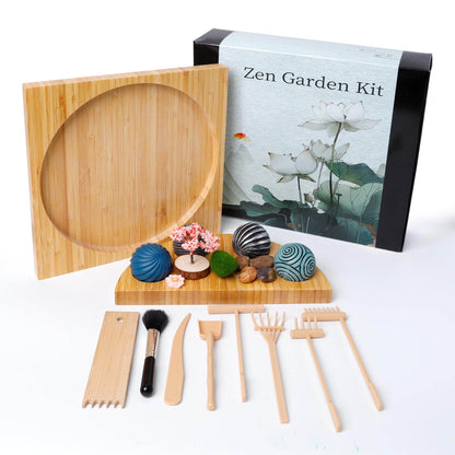 KERIDAZPLY Zen Garden Kit for Desk - DIY Sand Garden with Balls, Japanese Mini Zen Decor, Sand Tray Therapy Kit, Office Desktop Accessories - zenfulharmony.com